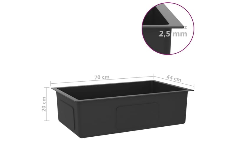 Handgjord diskho svart rostfritt stål - Svart - Hus & renovering - Kök & bad - Badrum - Tvättställ & handfat - Enkelhandfat