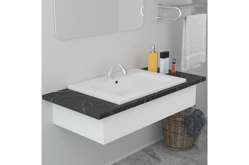 Inbyggt handfat 61x39,5x18,5 cm keramik vit - Vit - Hus & renovering - Kök & bad - Badrum - Tvättställ & handfat - Enkelhandfat