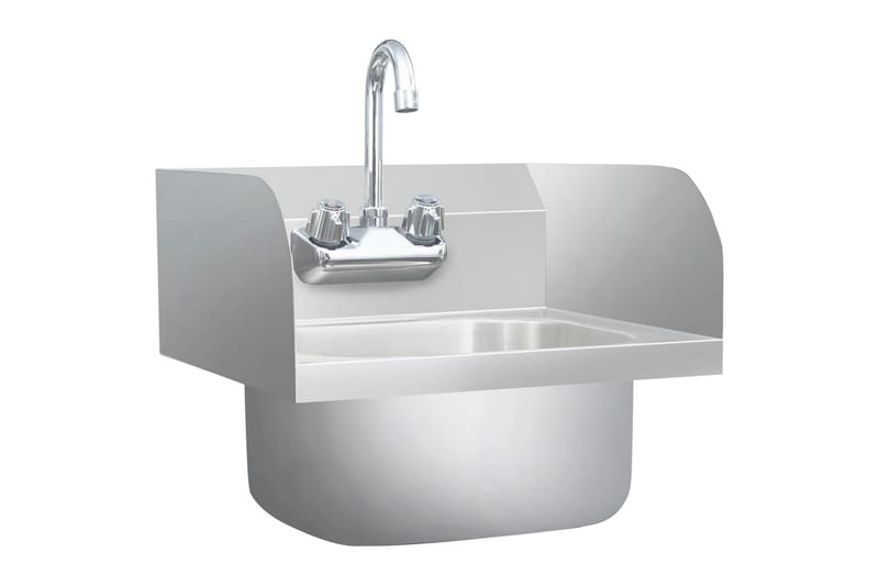 Kommersiellt handfat med kran rostfritt stål - Silver - Hus & renovering - Kök & bad - Badrum - Tvättställ & handfat - Enkelhandfat