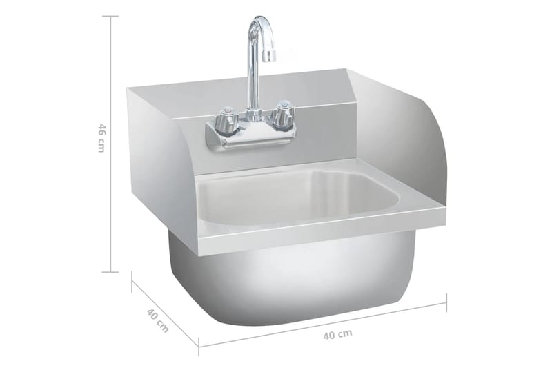Kommersiellt handfat med kran rostfritt stål - Silver - Hus & renovering - Kök & bad - Badrum - Tvättställ & handfat - Enkelhandfat