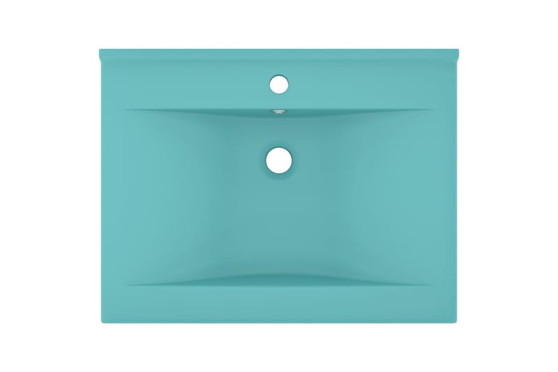 Lyxigt handfat med kranhål matt ljusgrön 60x46 cm keramik - Grön - Hus & renovering - Kök & bad - Badrum - Tvättställ & handfat - Enkelhandfat