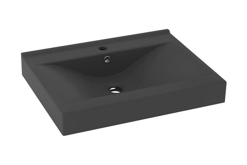 Lyxigt handfat med kranhål matt mörkgrå 60x46 cm keramik - Grå - Hus & renovering - Kök & bad - Badrum - Tvättställ & handfat - Enkelhandfat