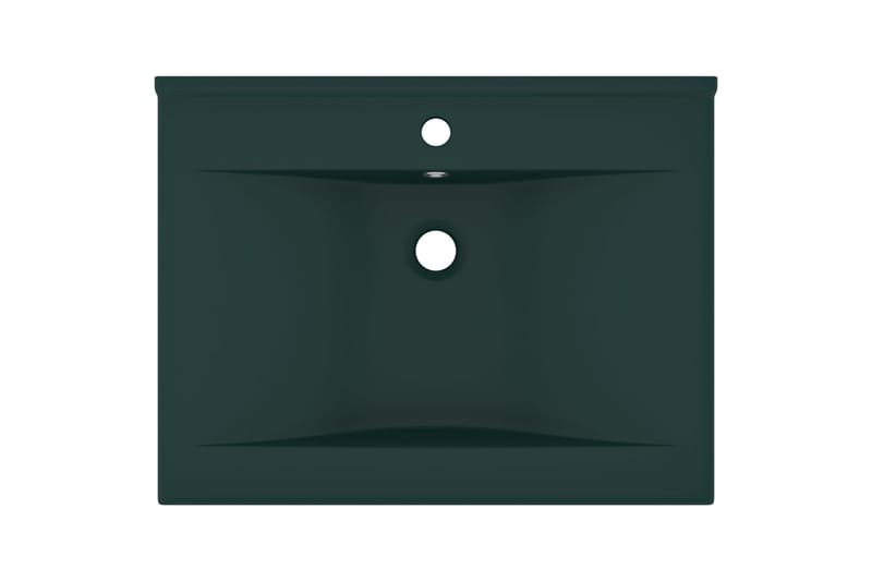 Lyxigt handfat med kranhål matt mörkgrön 60x46 cm keramik - Grön - Hus & renovering - Kök & bad - Badrum - Tvättställ & handfat - Enkelhandfat