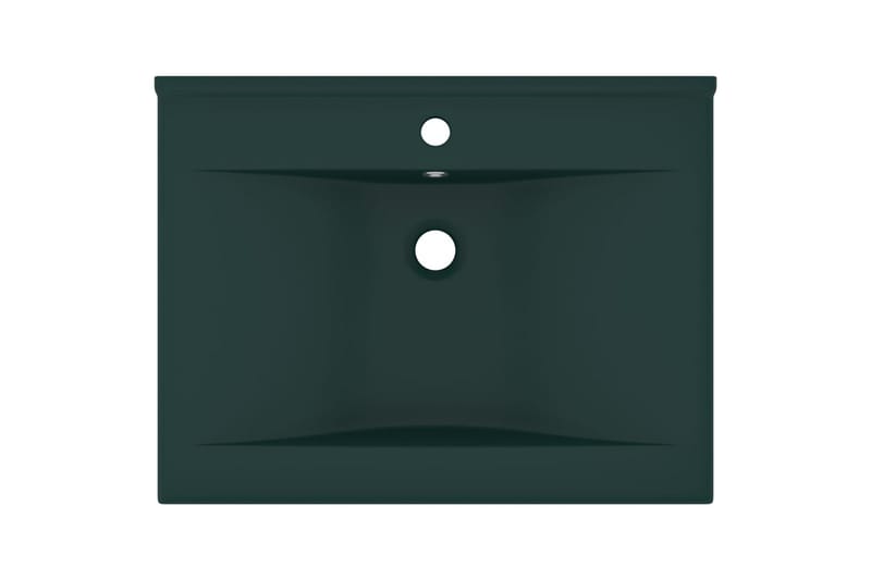 Lyxigt handfat med kranhål matt mörkgrön 60x46 cm keramik - Grön - Enkelhandfat