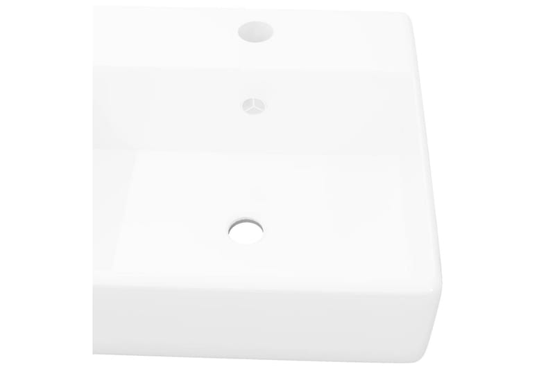 Lyxigt keramisk handfat med överflöds- och kranhål 41x41 cm - Vit - Hus & renovering - Kök & bad - Badrum - Tvättställ & handfat - Enkelhandfat