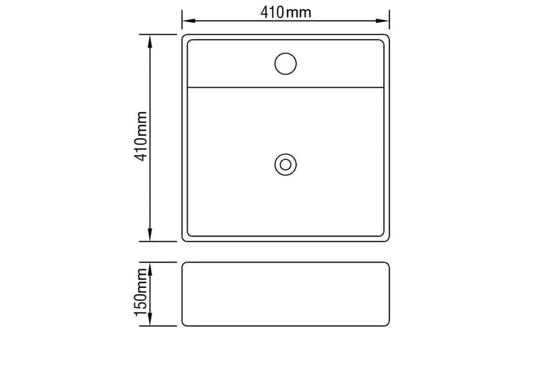 Lyxigt keramisk handfat med överflöds- och kranhål 41x41 cm - Vit - Hus & renovering - Kök & bad - Badrum - Tvättställ & handfat - Enkelhandfat