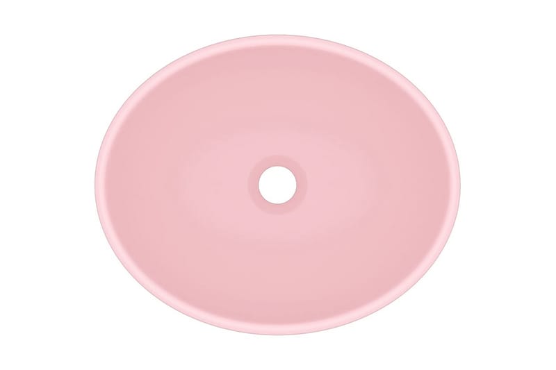 Lyxigt ovalt handfat matt rosa 40x33 cm keramik - Rosa - Enkelhandfat