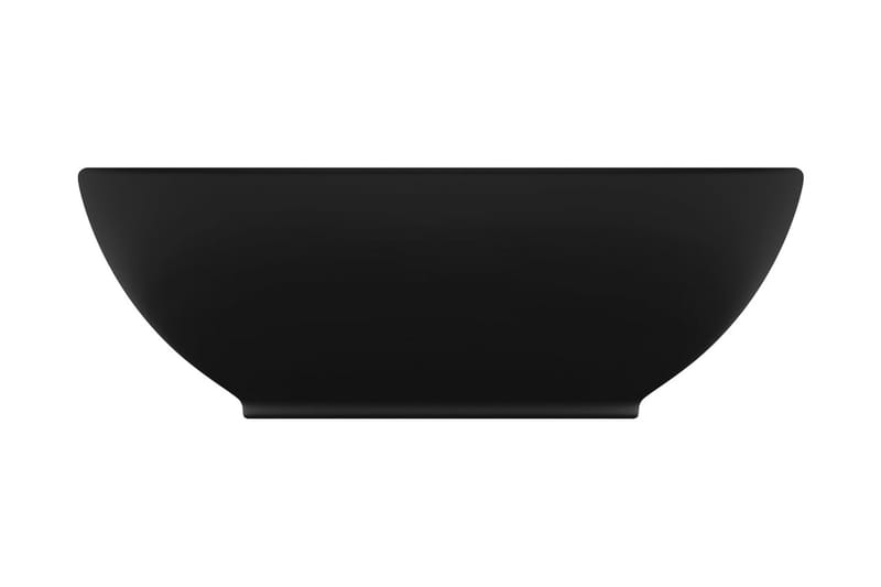 Lyxigt ovalt handfat matt svart 40x33 cm keramik - Svart - Enkelhandfat