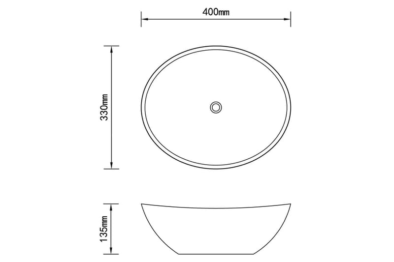Lyxigt ovalt handfat matt svart 40x33 cm keramik - Svart - Enkelhandfat