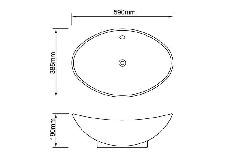 Lyxigt ovanpåliggande handfat i keramik 59x38,5 cm - Vit - Enkelhandfat