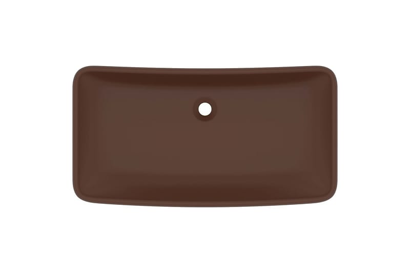 Lyxigt rektangulärt handfat matt mörkbrun 71x38 cm keramik - Brun - Enkelhandfat