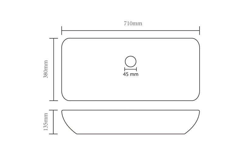 Lyxigt rektangulärt handfat matt vit 71x38 cm keramik - Vit - Hus & renovering - Kök & bad - Badrum - Tvättställ & handfat - Enkelhandfat