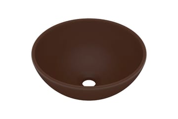 Lyxigt runt handfat matt mörkbrun 32,5x14 cm keramik