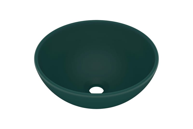 Lyxigt runt handfat matt mörkgrön 32,5x14 cm keramik - Grön - Hus & renovering - Kök & bad - Badrum - Tvättställ & handfat - Enkelhandfat