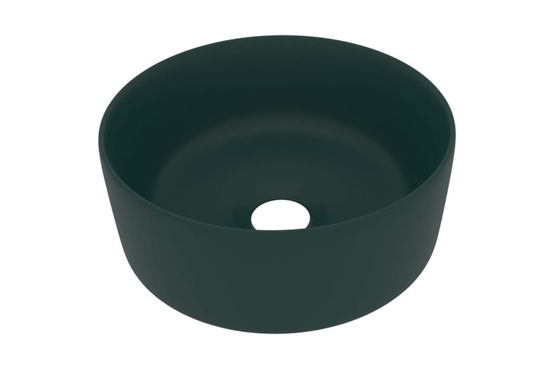 Lyxigt runt handfat matt mörkgrön 40x15 cm keramik - Grön - Enkelhandfat