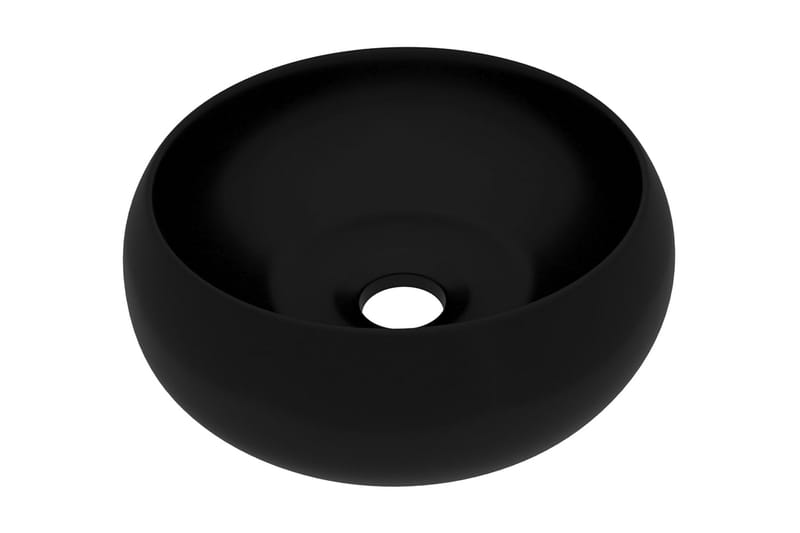 Lyxigt runt handfat matt svart 40x15 cm keramik - Svart - Enkelhandfat