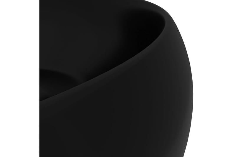 Lyxigt runt handfat matt svart 40x15 cm keramik - Svart - Enkelhandfat