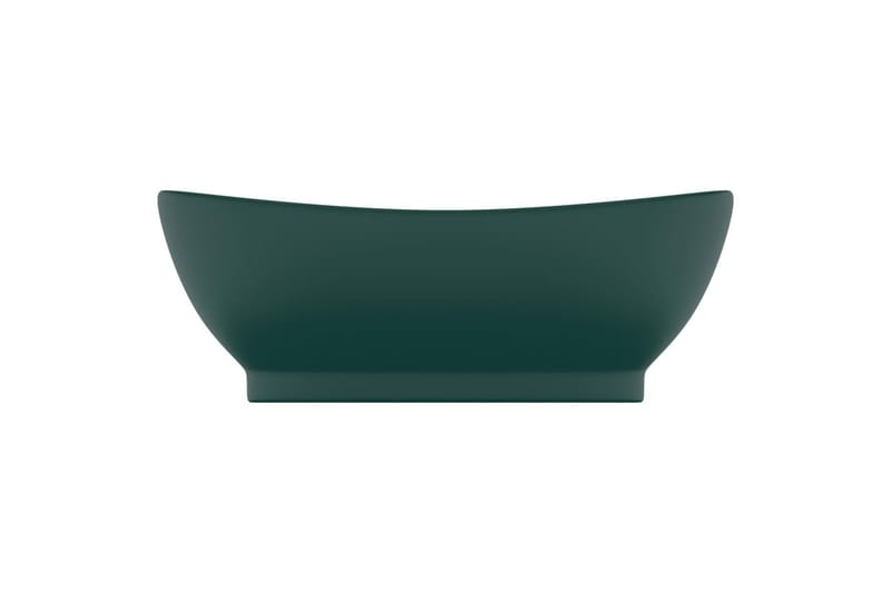 Ovalt handfat m. bräddavlopp matt mörkgrön 58,5x39cm keramik - Grön - Hus & renovering - Kök & bad - Badrum - Tvättställ & handfat - Enkelhandfat