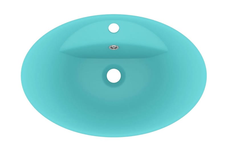 Ovalt handfat med bräddavlopp matt ljusgrön 58,5x39 cm keram - Grön - Hus & renovering - Kök & bad - Badrum - Tvättställ & handfat - Enkelhandfat