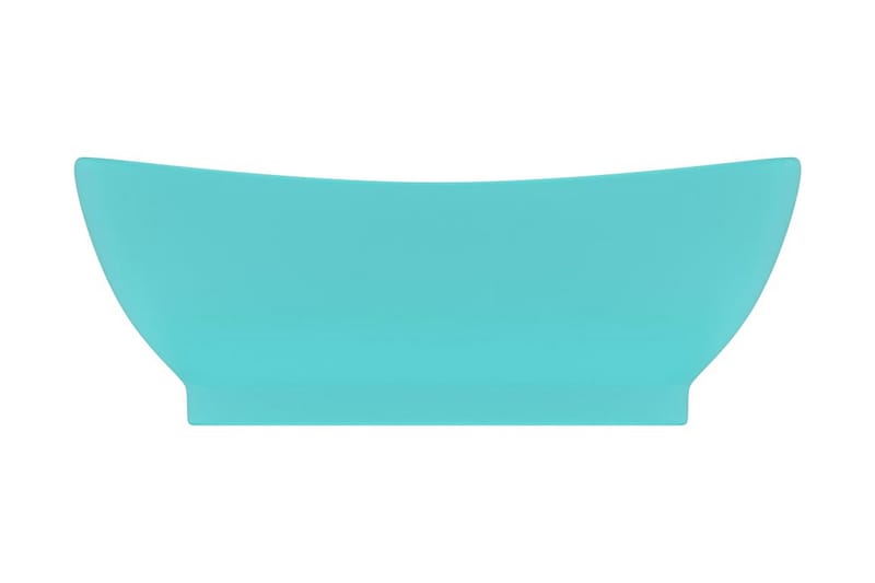 Ovalt handfat med bräddavlopp matt ljusgrön 58,5x39 cm keram - Grön - Hus & renovering - Kök & bad - Badrum - Tvättställ & handfat - Enkelhandfat