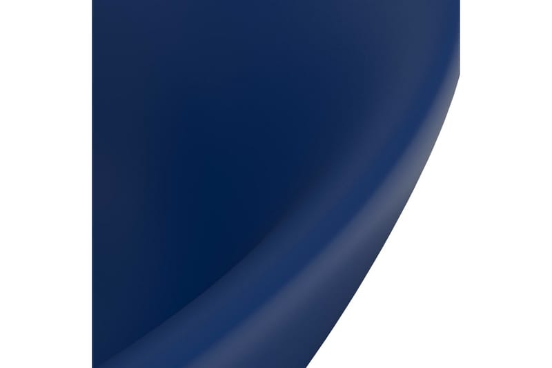 Ovalt handfat med bräddavlopp matt mörkblå 58,5x39cm keramik - Blå - Enkelhandfat
