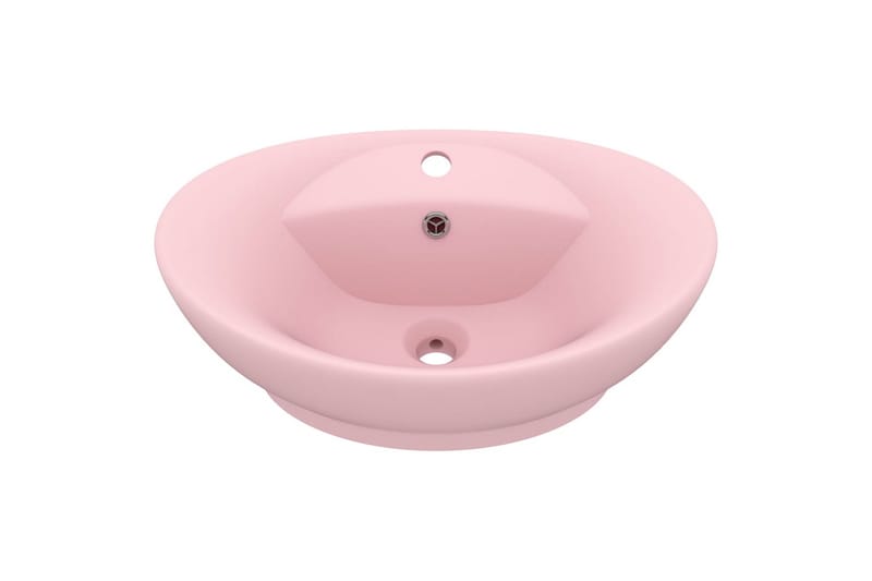Ovalt handfat med bräddavlopp matt rosa 58,5x39 cm keramik - Rosa - Hus & renovering - Kök & bad - Badrum - Tvättställ & handfat - Enkelhandfat