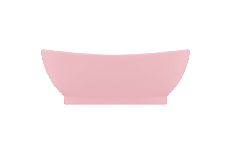 Ovalt handfat med bräddavlopp matt rosa 58,5x39 cm keramik - Rosa - Enkelhandfat
