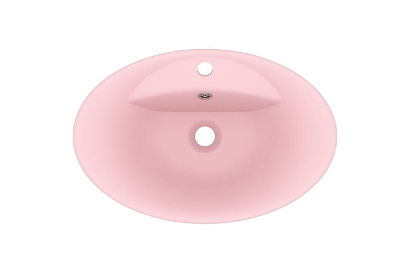 Ovalt handfat med bräddavlopp matt rosa 58,5x39 cm keramik - Rosa - Hus & renovering - Kök & bad - Badrum - Tvättställ & handfat - Enkelhandfat