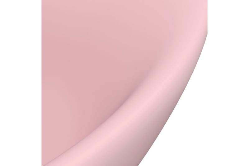 Ovalt handfat med bräddavlopp matt rosa 58,5x39 cm keramik - Rosa - Hus & renovering - Kök & bad - Badrum - Tvättställ & handfat - Enkelhandfat