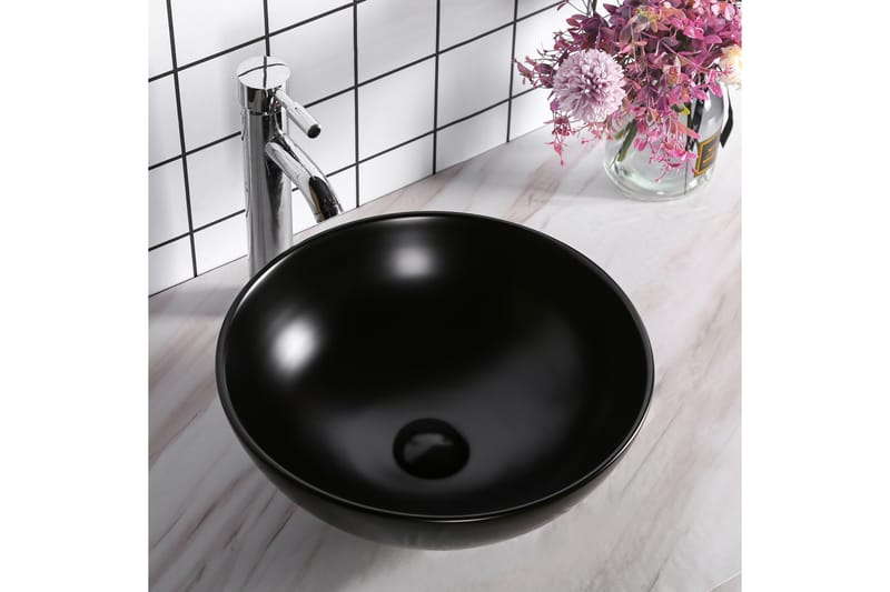 Skålformat handfat 40 cm Svart - Hus & renovering - Kök & bad - Badrum - Tvättställ & handfat - Enkelhandfat