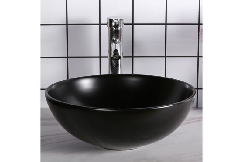 Skålformat handfat 40 cm Svart - Hus & renovering - Kök & bad - Badrum - Tvättställ & handfat - Enkelhandfat