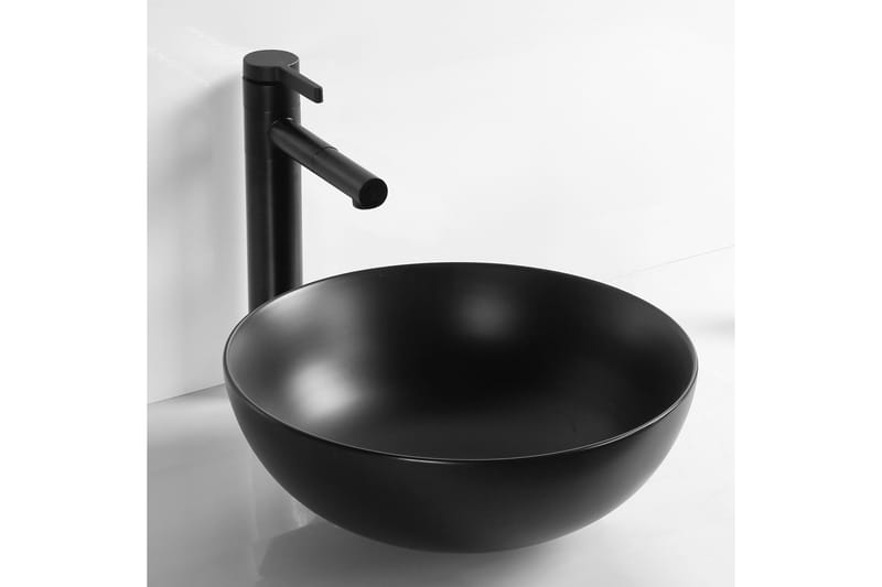Skålformat handfat 40 cm Svart - Hus & renovering - Kök & bad - Badrum - Tvättställ & handfat - Enkelhandfat