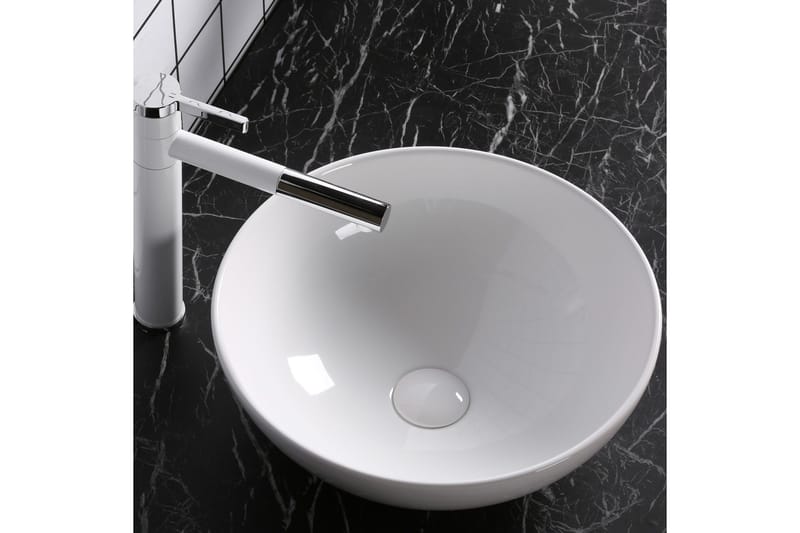 Skålformat handfat 40 cm Vit - Hus & renovering - Kök & bad - Badrum - Tvättställ & handfat - Enkelhandfat