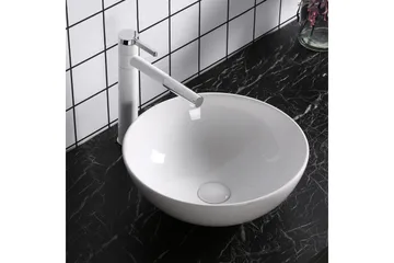 Skålformat handfat 40 cm Vit - Hus & renovering - Kök & bad - Badrum - Tvättställ & handfat - Enkelhandfat