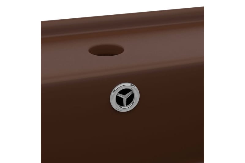 Fyrkantigt handfat bräddavlopp matt mörkbrun 41x41 cm kerami - Brun - Enkelhandfat