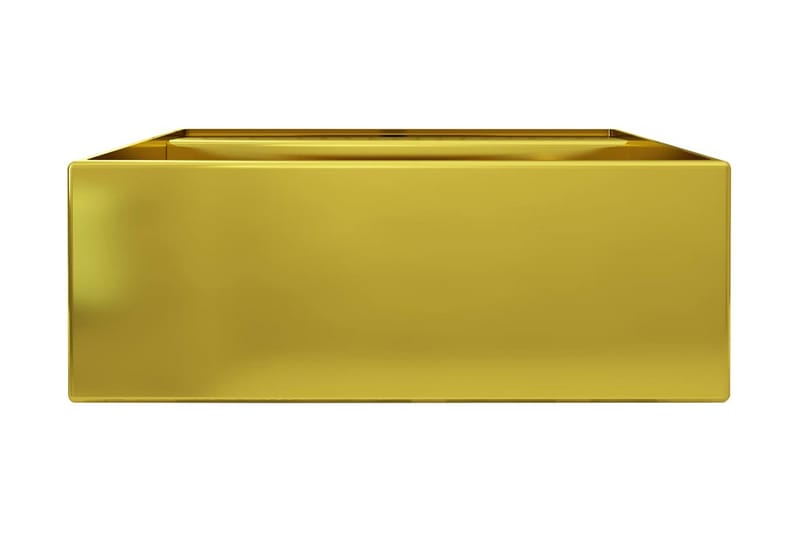 Handfat med bräddavlopp 41x41x15 cm keramik guld - Guld - Enkelhandfat