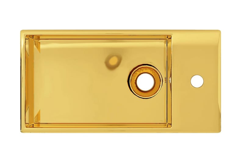 Handfat med bräddavlopp 49x25x15 cm keramik guld - Guld - Enkelhandfat