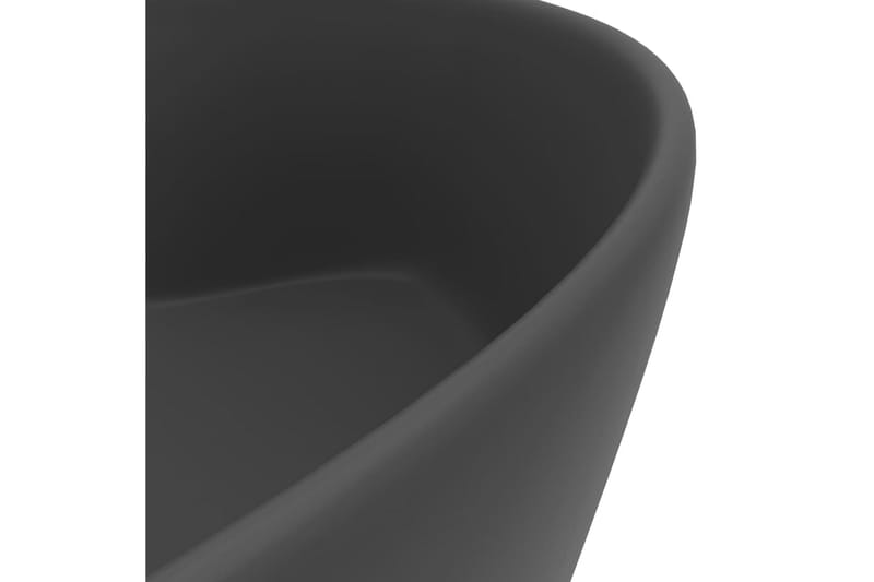 Handfat med bräddavlopp matt mörkgrå 36x13 cm keramik - Grå - Enkelhandfat