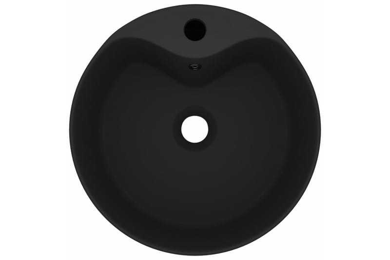 Handfat med bräddavlopp matt svart 36x13 cm keramik - Svart - Enkelhandfat