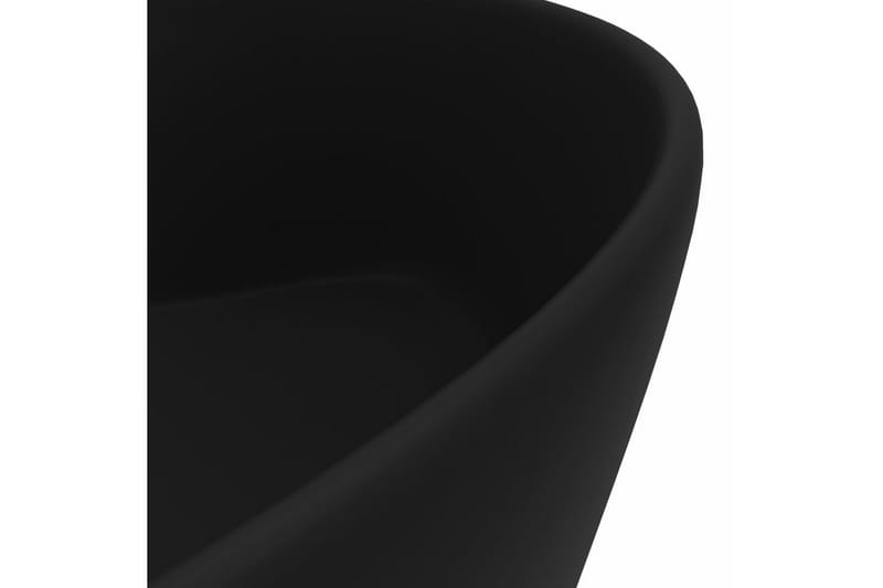 Handfat med bräddavlopp matt svart 36x13 cm keramik - Svart - Enkelhandfat