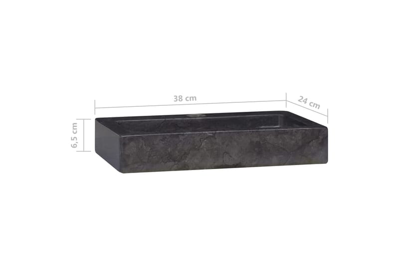 Handfat svart 38x24x6,5 cm marmor - Svart - Hus & renovering - Kök & bad - Badrum - Tvättställ & handfat - Enkelhandfat