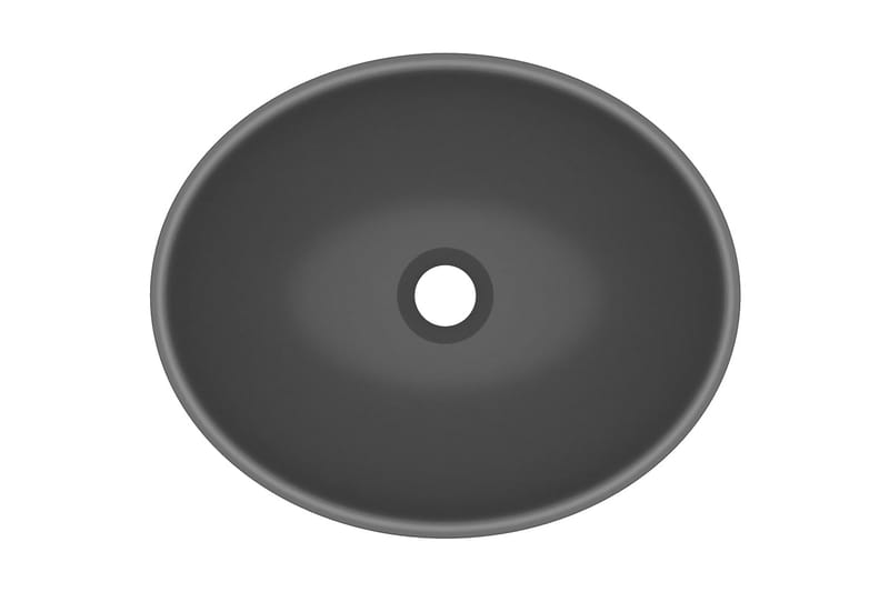Lyxigt ovalt handfat matt mörkgrå 40x33 cm keramik - Grå - Enkelhandfat