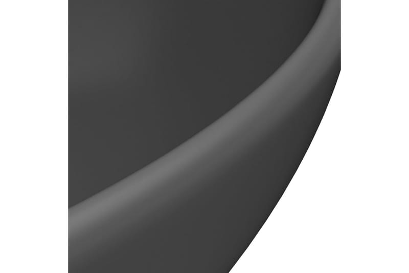 Lyxigt ovalt handfat matt mörkgrå 40x33 cm keramik - Grå - Enkelhandfat