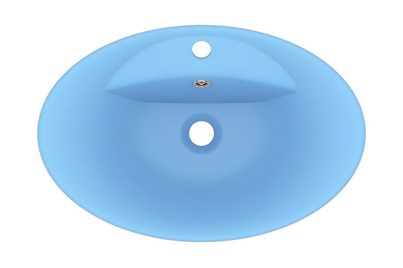 Ovalt handfat med bräddavlopp matt ljusblå 58,5x39 cm kerami - Blå - Enkelhandfat