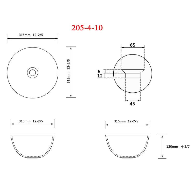 Runt tvättställ 31cm | Skålformad design i porslin - Hus & renovering - Kök & bad - Badrum - Tvättställ & handfat - Enkelhandfat
