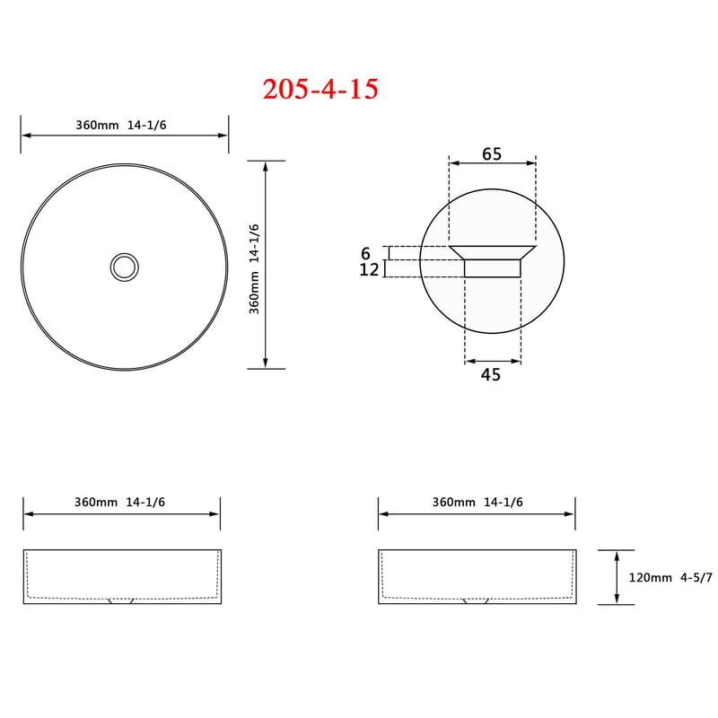 Runt tvättställ 36cm | För bänkmontering | Mattsvart porslin - Hus & renovering - Kök & bad - Badrum - Tvättställ & handfat - Enkelhandfat