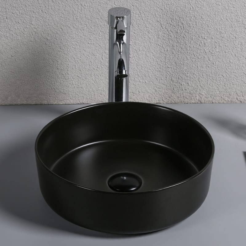 Runt tvättställ 36cm | För bänkmontering | Mattsvart porslin - Hus & renovering - Kök & bad - Badrum - Tvättställ & handfat - Enkelhandfat