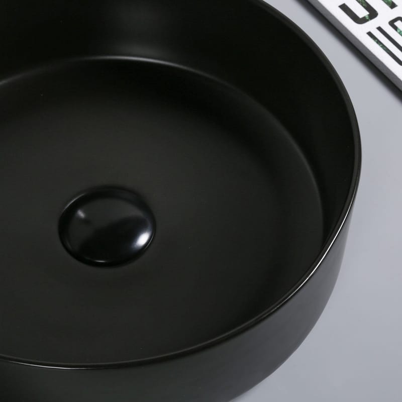 Runt tvättställ 36cm | För bänkmontering | Mattsvart porslin - Hus & renovering - Kök & bad - Badrum - Tvättställ & handfat - Enkelhandfat