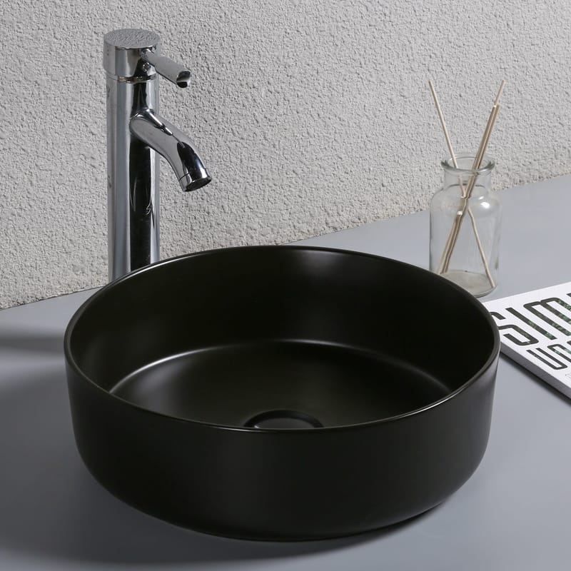 Runt tvättställ 36cm | För bänkmontering | Mattsvart porslin - Hus & renovering - Kök & bad - Badrum - Tvättställ & handfat - Enkelhandfat