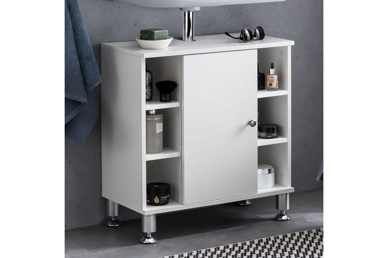 Tvättställsskåp Wohnling Folierad spånskiva 1 dörr 6 förvaringshyllor modern - Hus & renovering - Kök & bad - Badrum - Tvättställ & handfat - Enkelhandfat
